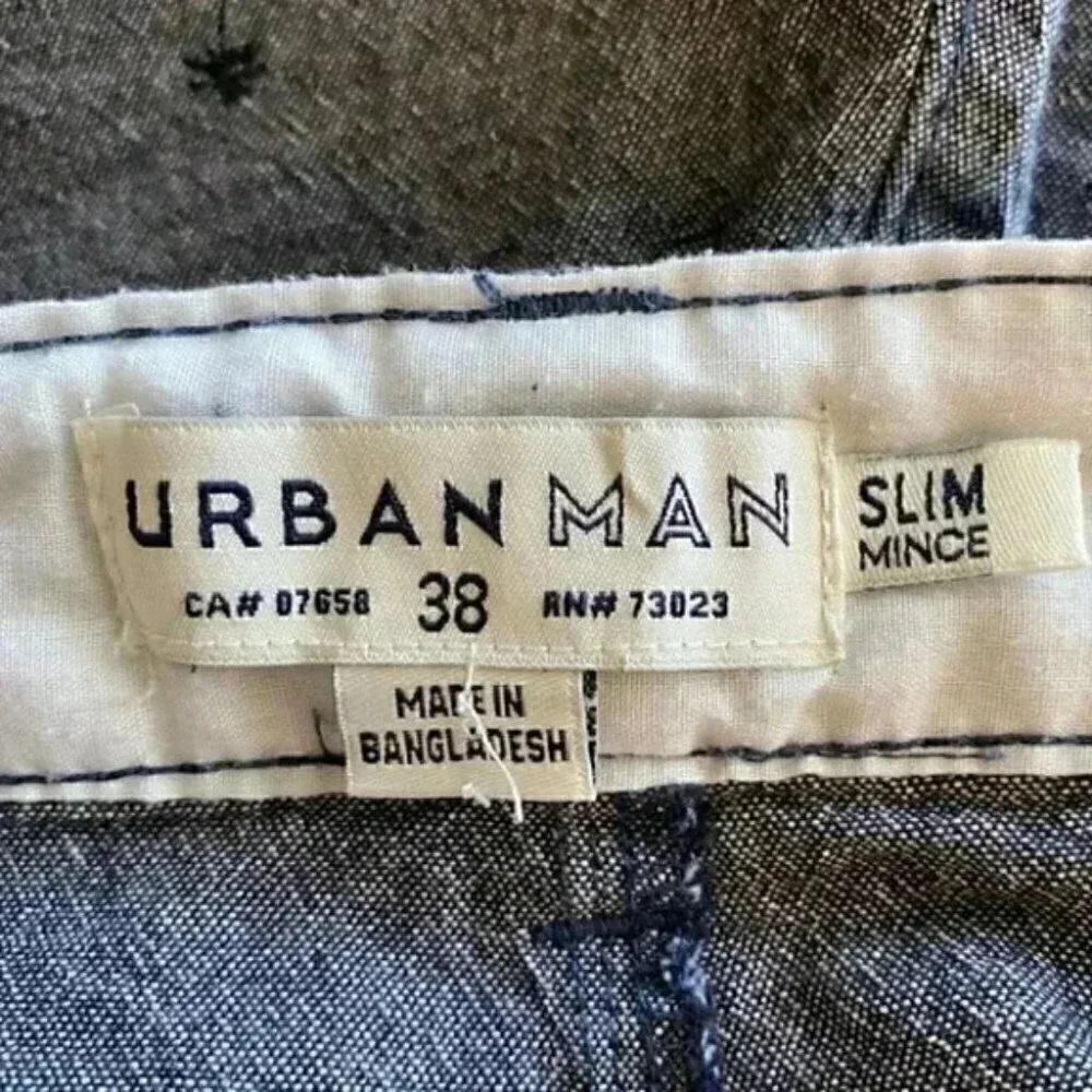 Urban Man Shorts Flat Front Chino Style Chambray Blue Size 38 - Picture 14 of 16